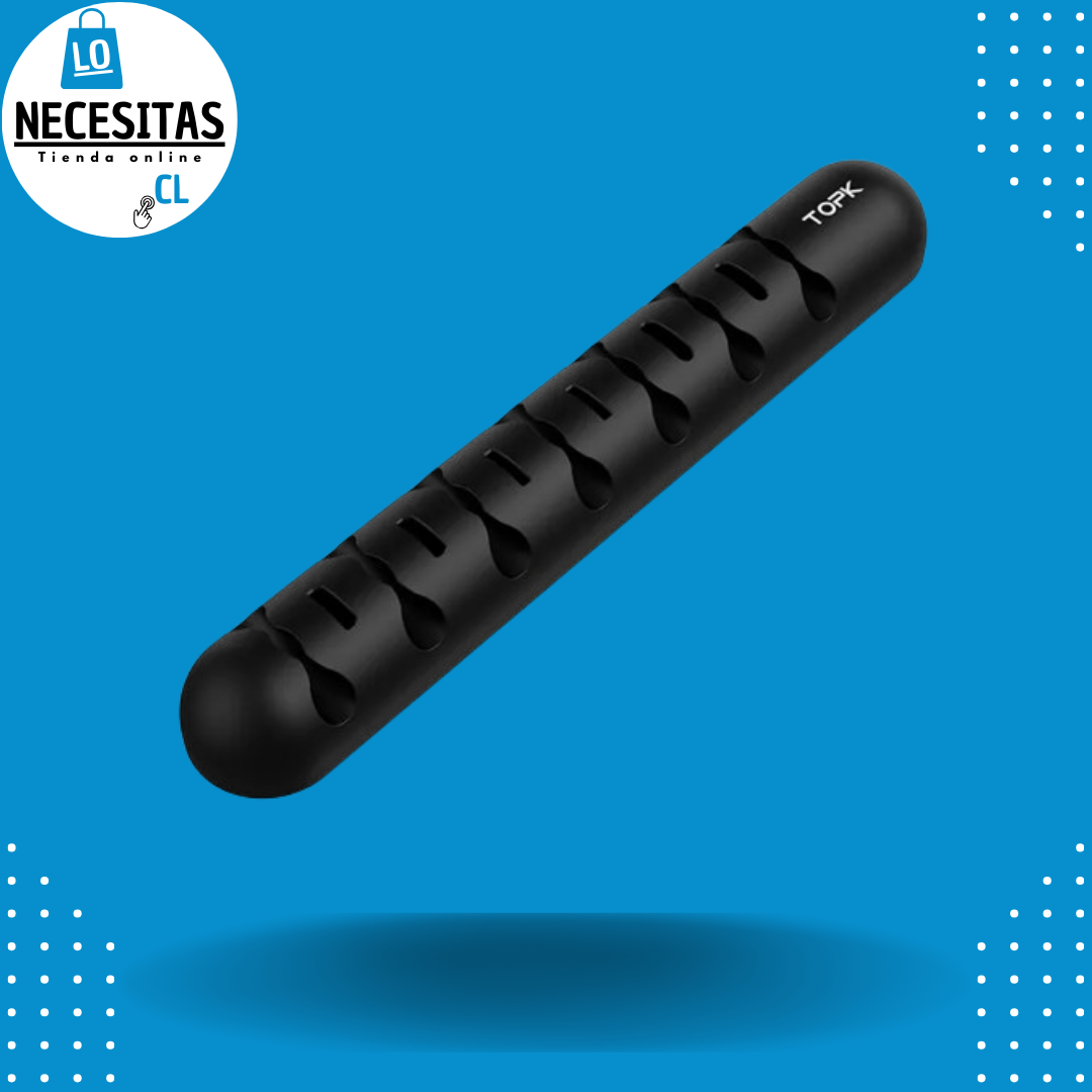 Organizador de cables especial para tu escritorio, oficina o espacio de trabajo. Con capacidad de 7 espacios podrás cuidar la vida útil y mantener ordenados tus cables de uso diario.